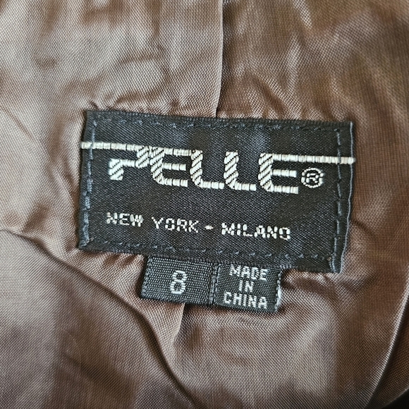 Vintage Pelle genuine leather brown midi high-rise straight skirt Size 8 - Picture 6 of 7